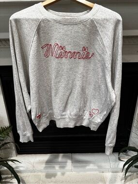 Old Navy Light Gray Minnie Embroidered Sweatshirt with Red Accents